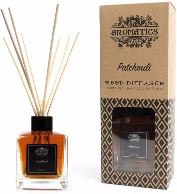 KDMD Patchouli Essential Oil Reed Diffuser, 200ml, Black
