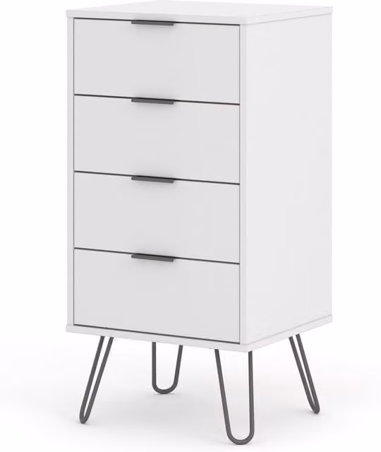 Core Products Ltd Augusta White 4 Drawer Narrow Chest Storage Unit