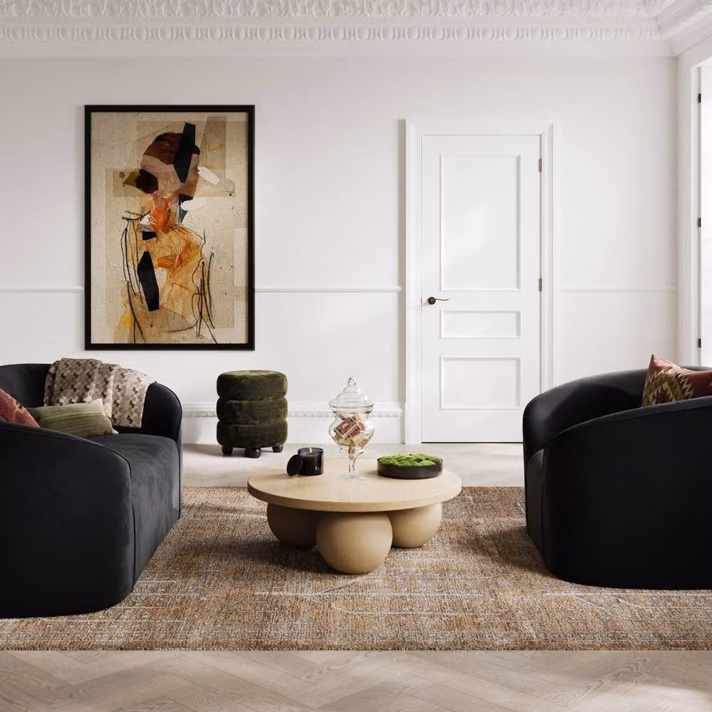 Lemon Pavilion Furniture Emi Pouffe in Olive and Black Velvet Chenille with Pine Wood Frame, W: 44 cm, D: 44 cm, H: 50 cm – 4