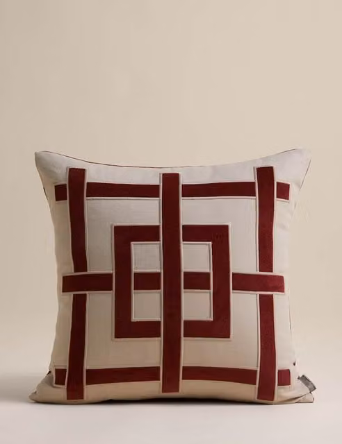 M&S x Kelly Hoppen Red Mix Pure Cotton Geometric Applique Square Cushion