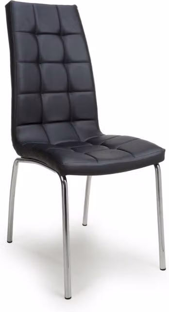 Shankar Pair of Black Synthetic Leather Dining Chairs with Metal Legs