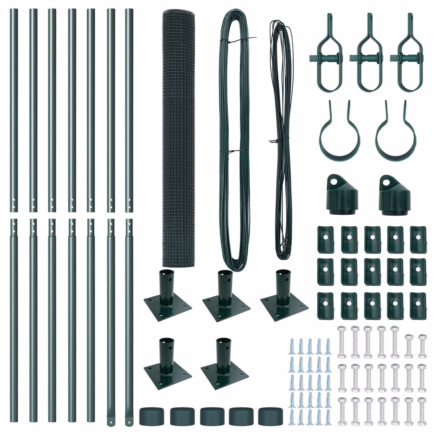 Berkfield Home Green PVC-Coated Steel Welded Wire Fence with 7 Flanged Posts, W: 120 cm, L: 10 m – 4