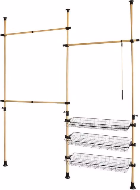 SoBuy Modern Adjustable Metal Clothes Rack with Shelving in Yellow