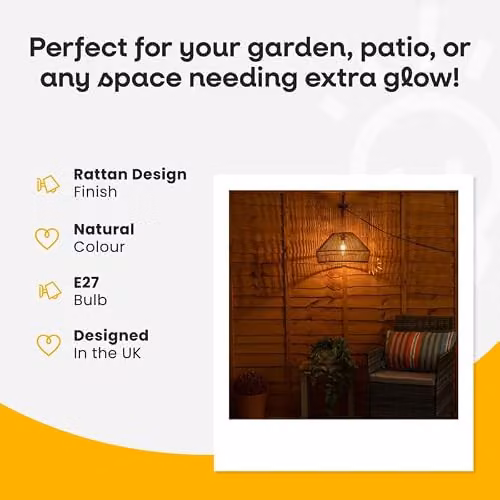 ValueLights Solar Powered Natural Rattan Pendant Hanging Garden Light in Brown – 4