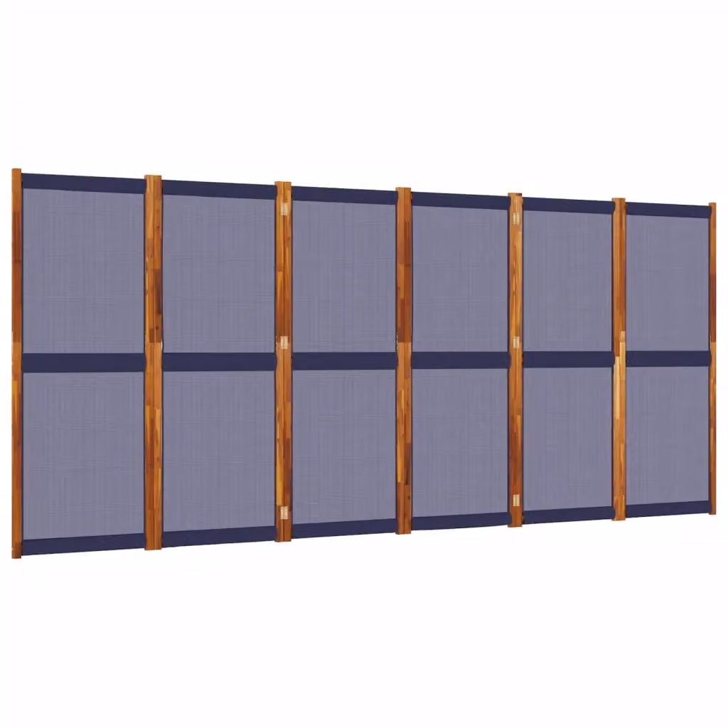Berkfield Home 6-Panel Acacia Wood Room Divider in Blue, W: 420 cm, H: 180 cm – 2