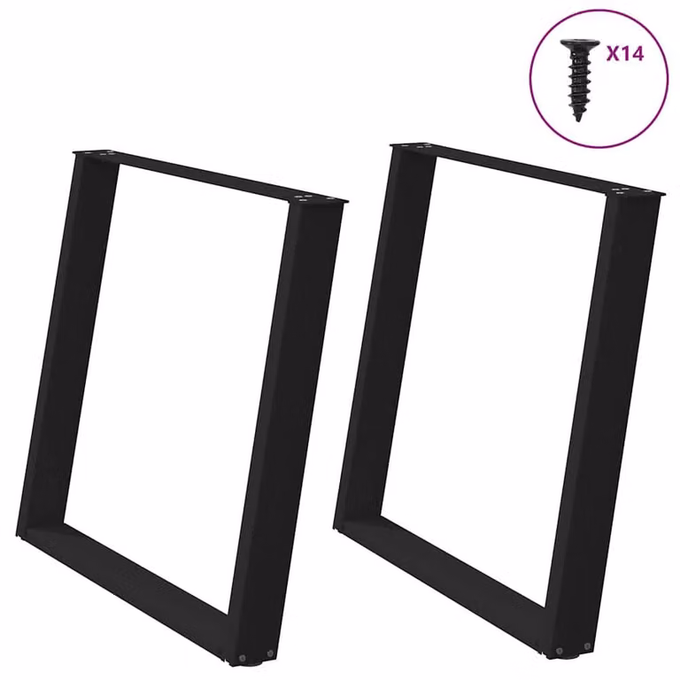 Berkfield Home Modern vidXL U-Shaped Dining Table Legs, 2 Pieces, Black, Height: 72.5 cm, Width: 100 cm