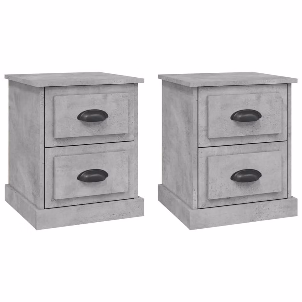 Berkfield Home Durable Bedside Cabinets, 2 Pack, Concrete Grey, W/D/H: 39 x 39 x 47.5 cm – 2