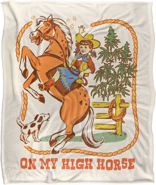Steven Rhodes On My High Horse Multicolour Super Soft Fleece Throw Blanket W/D/H: 152 x 127 cm – 1