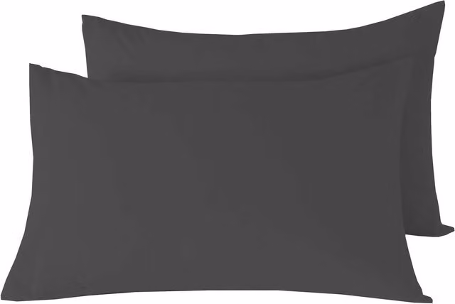 NewEdgeBlinds Basics Pillowcase Pair in Anthracite Grey Cotton and Polyester Blend