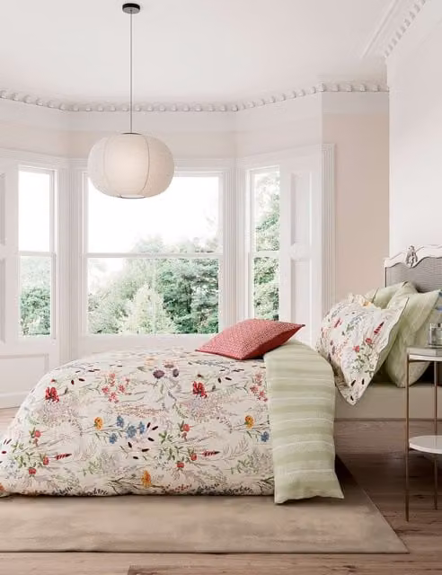 V&A Blythe Meadow Floral Cotton Percale Bedding Set, Multicolour, W: 180 cm x L: 200 cm