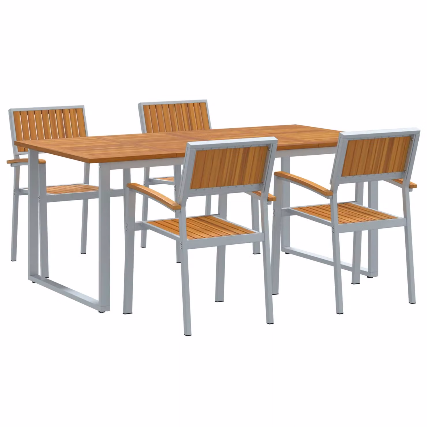Berkfield Home 5 Piece Modern Garden Dining Set in Grey with Acacia Wood and Powder Coated Aluminium – 2