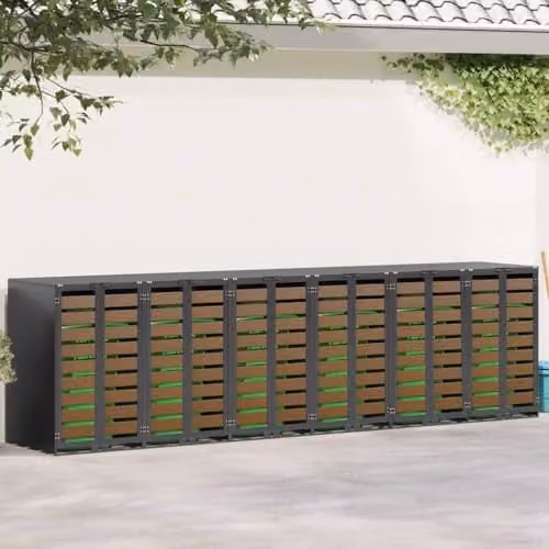 vidaXL Steel Wheelie Bin Storage for 6 Bins, Anthracite