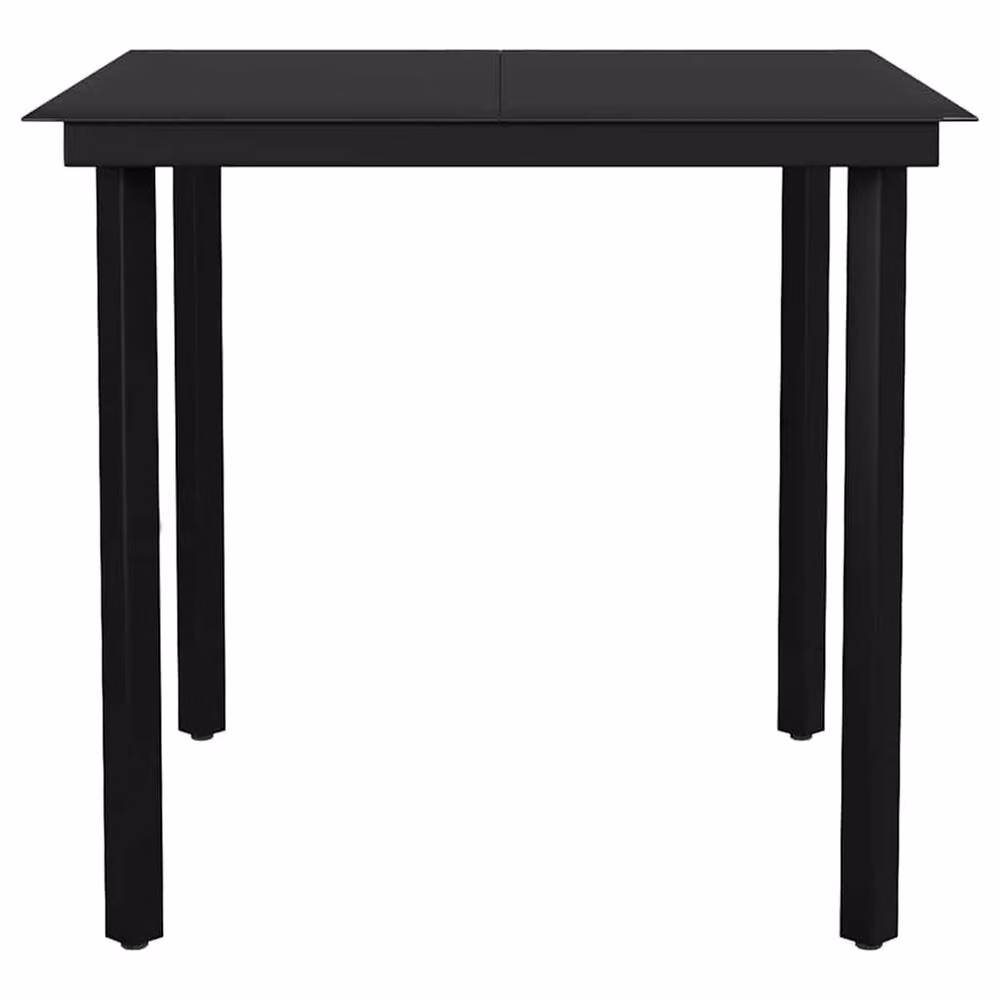Berkfield Home Beautiful 3 Piece Black Poly Rattan and Glass Garden Dining Set – 3