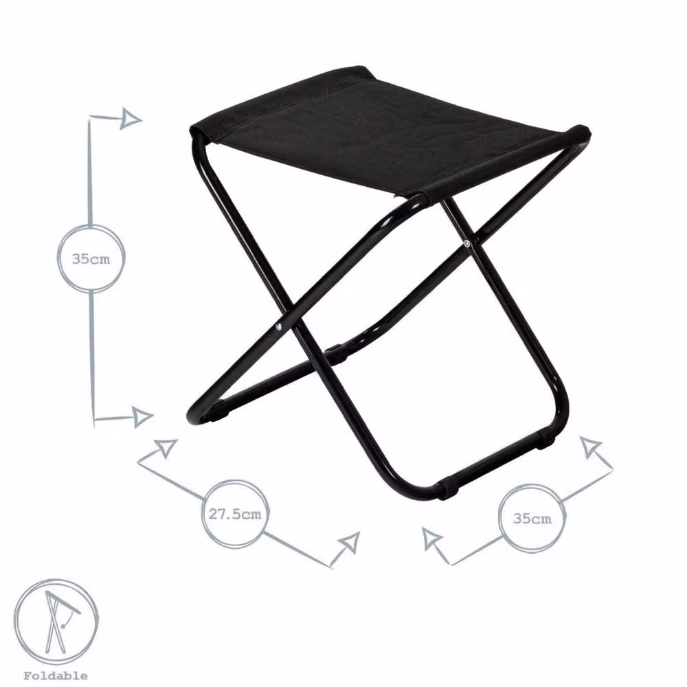 Kelvenix 2x Classic Folding Stools in Black with Powder Coated Steel Frame – 2