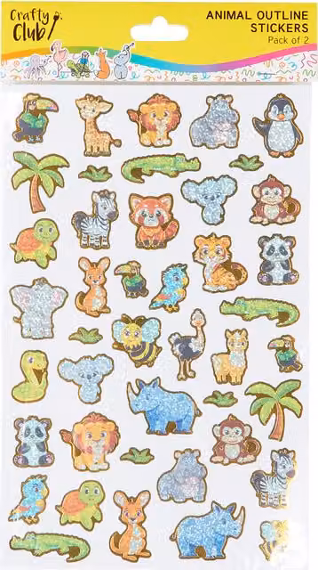 Crafty Club Animal Outline Paper Stickers in Multicolour, Gold and Blue