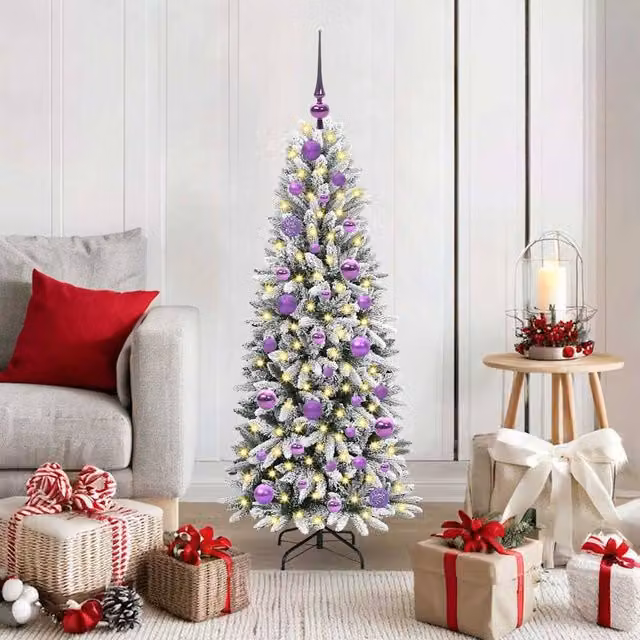 Berkfield Home Artificial Christmas Tree with 150 LEDs in Green and White, H x W x D: 120 x 53 x 53 cm – 1
