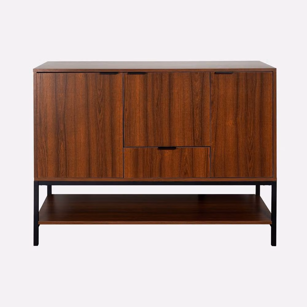 sweeek 3-door Walnut Sideboard in Dark Brown, W/D/H: 110 x 40 x 85.5 cm – 2