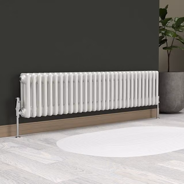 Lux Heat Horizontal 3 Column Steel Radiator in White, W/H: 137 x 30 cm