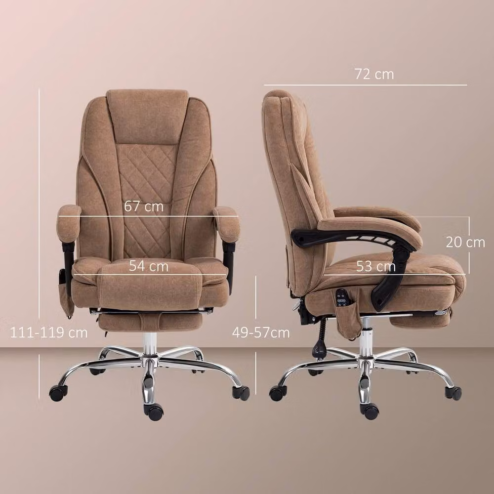 KORVIXA Brown Heated Reclining Gaming Chair with Footrest and Headrest – 2