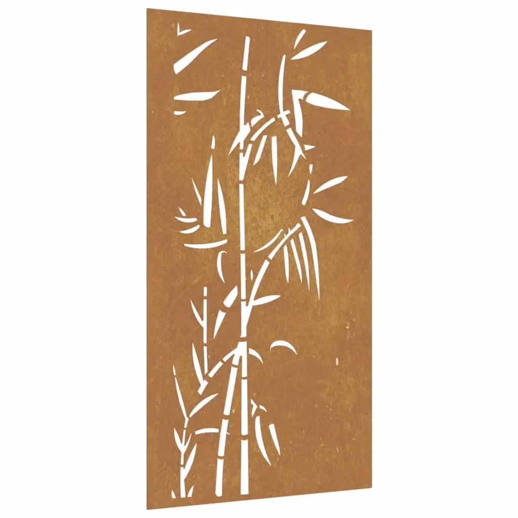 Berkfield Home Garden Brown Bamboo Design Corten Steel Wall Decoration, W: 105 cm, H: 55 cm – 2