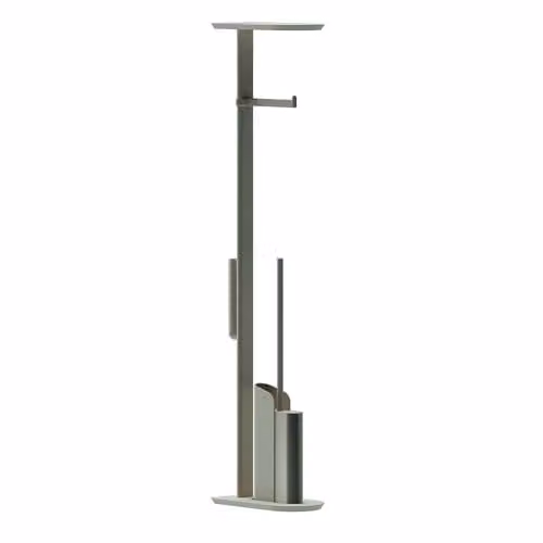 COSMIC Freestanding Toilet Paper Holder with Integrated Ultra-Slim Silicone Toilet Brush in Sand