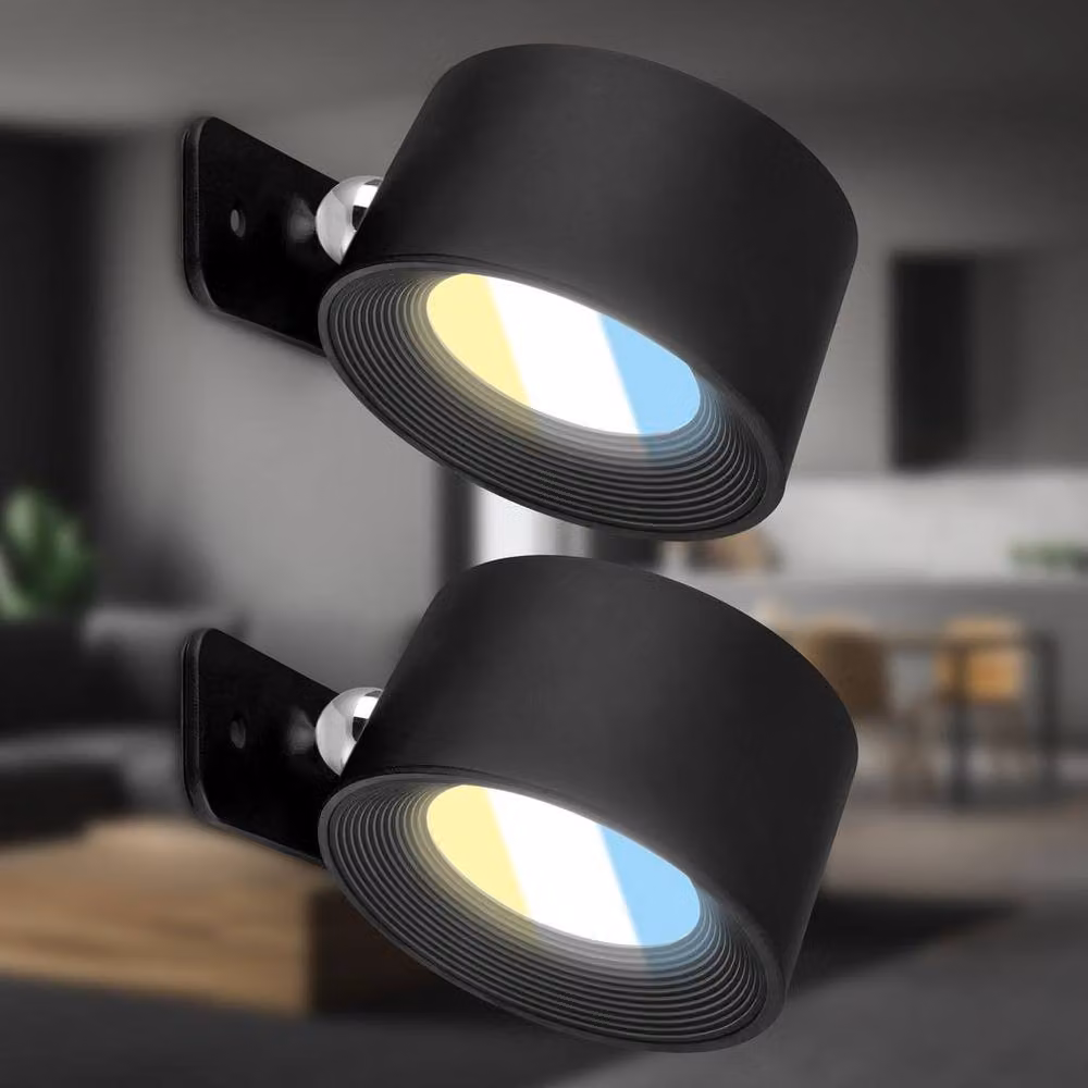 Briloner Black Rechargeable LED Wall Light with Dimmable Touch Control – 2
