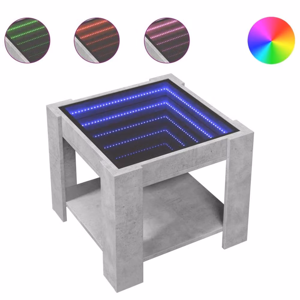 Berkfield Home Decorative LED Coffee Table in Concrete Grey, W/D/H: 53 x 53 x 45 cm – 3