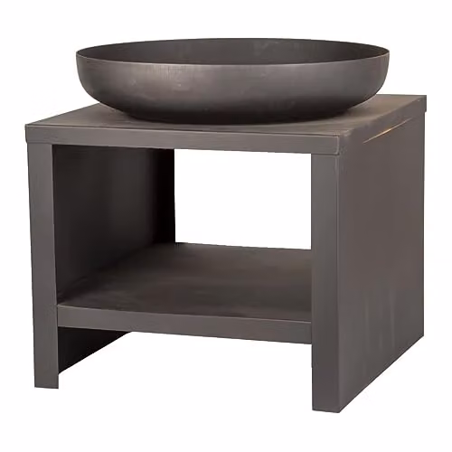 Esschert Black Fire Bowl with Wooden Compartment, Diameter: 60 cm