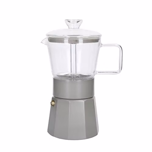 La Cafetière Verona Glass Espresso and Latte Maker, 6 Cup, Transparent and Beige