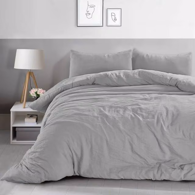 Velosso Elegant Microfibre Duvet Cover and Pillowcase Set in Silver, Single Size (90 x 200 cm)