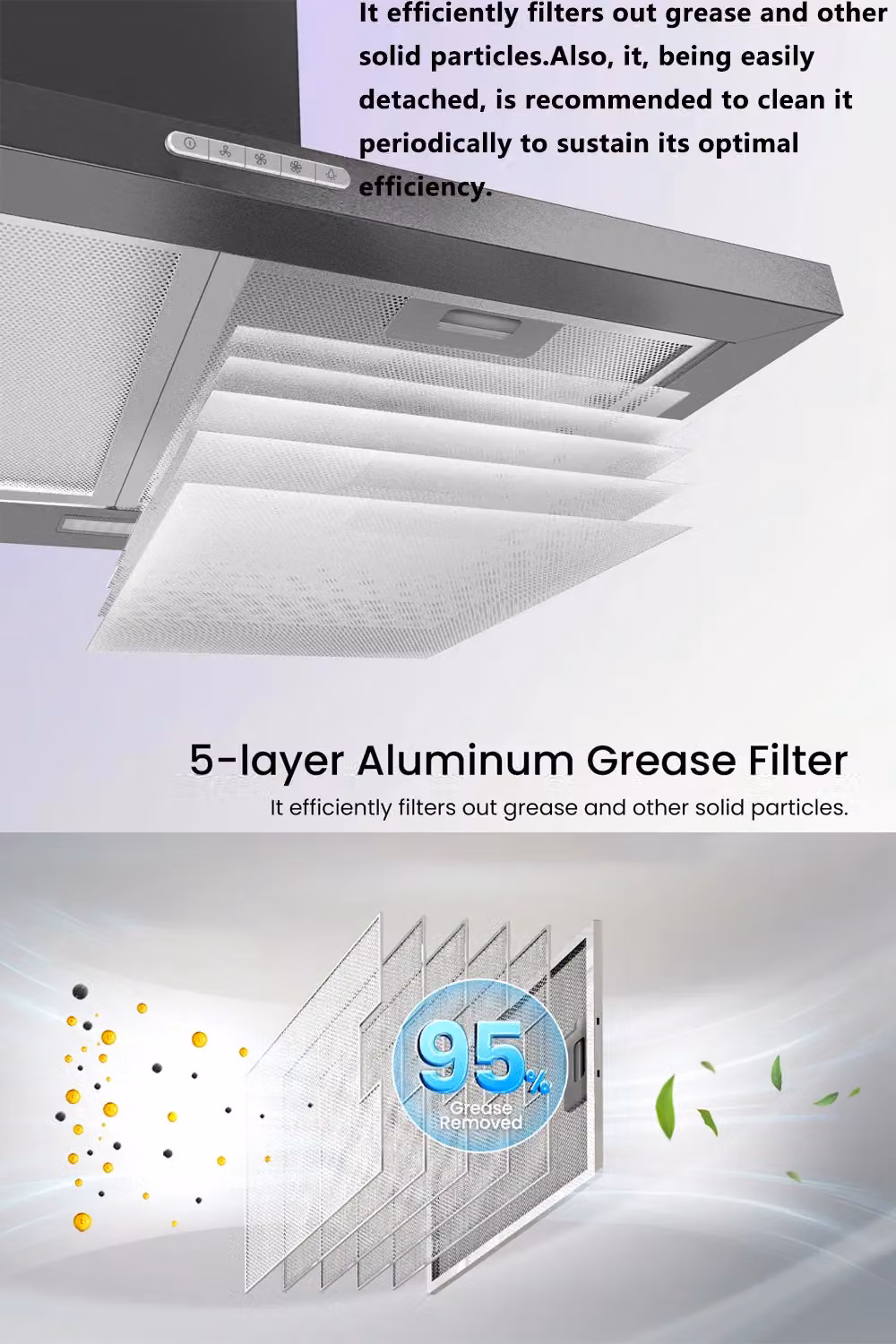 Living and Home Black Wall Mounted Chimney Cooker Hood Extractor with LED – 3