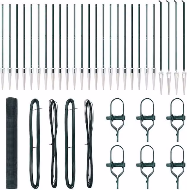 Berkfield Home Green Steel Welded Wire Fence with 13 In-Ground Spike Posts, 1.4 m x 50 m