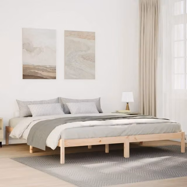 Berkfield Home Extra Long Solid Wood Pine Bed Frame in Brown, W/D/H: 200 x 220 cm – 1