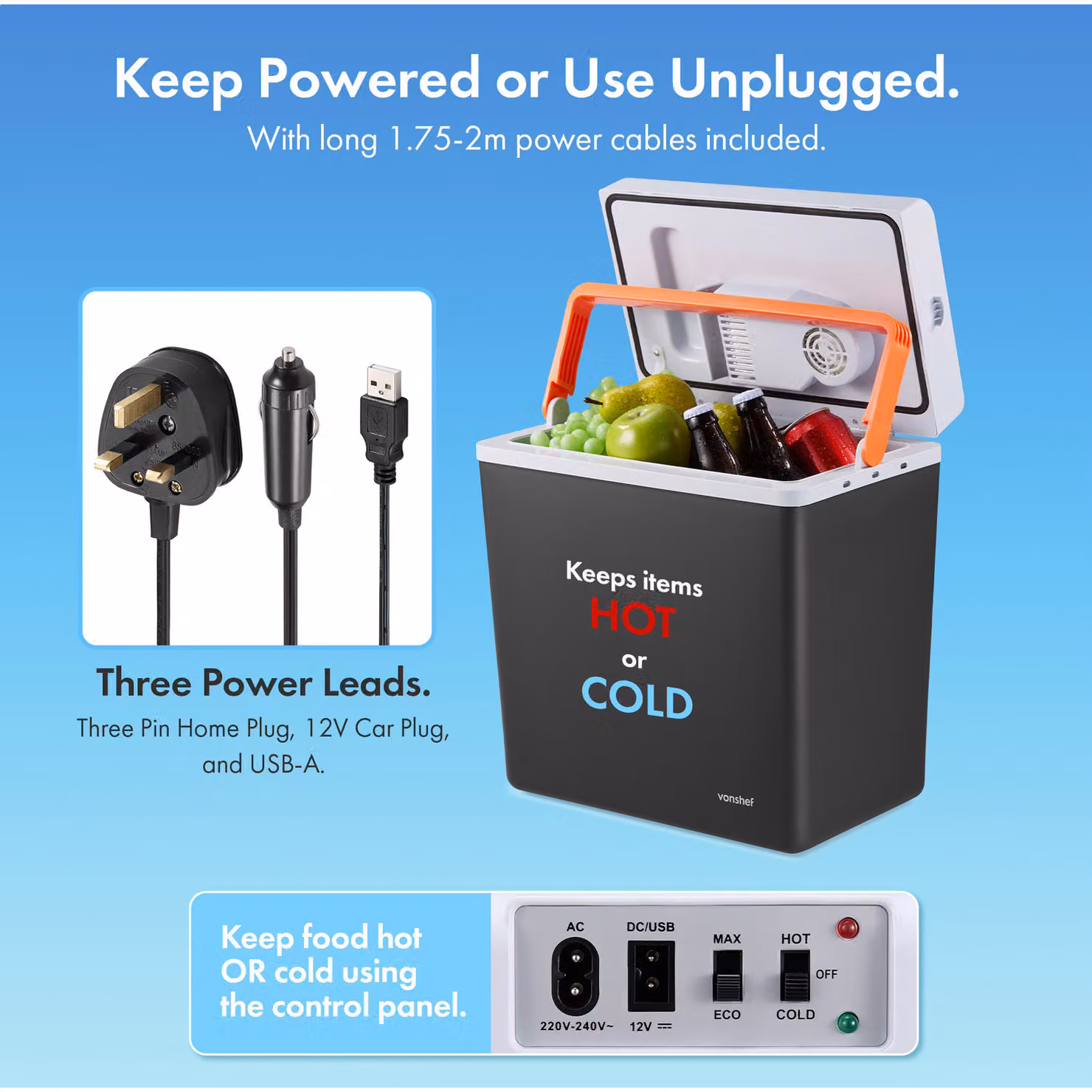 VonShef 20L Electric Insulated Cool Box with Hot and Cold Function, Dark Grey – 2