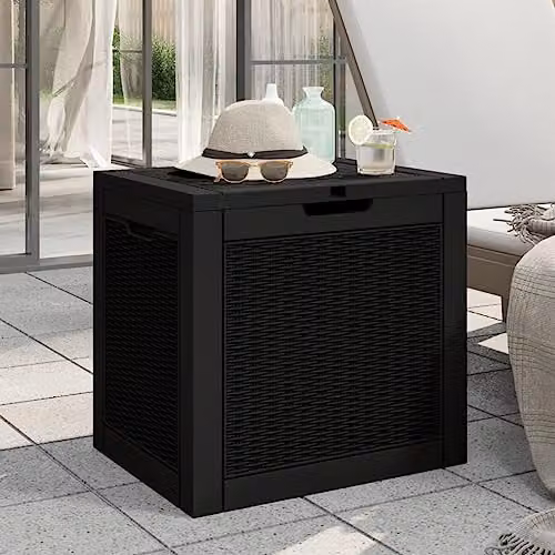 vidaXL Black Polypropylene Garden Storage Box W: 55.5 cm, D: 43 cm, H: 53 cm – 2