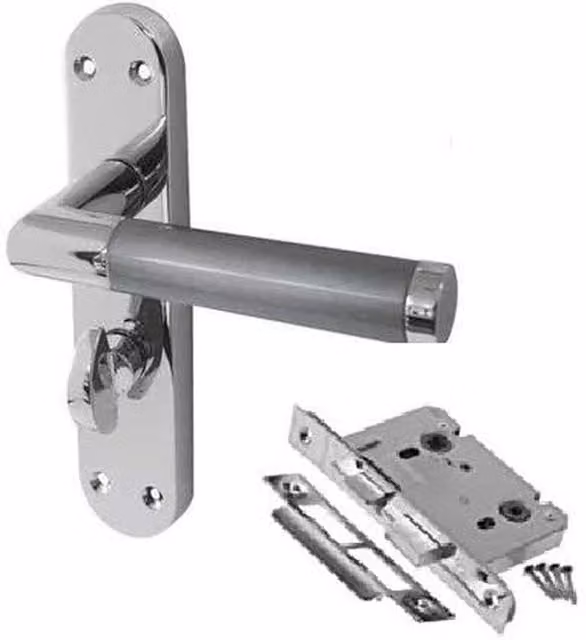 Golden Grace Chrome Bathroom Door Handles with Mortise Lock