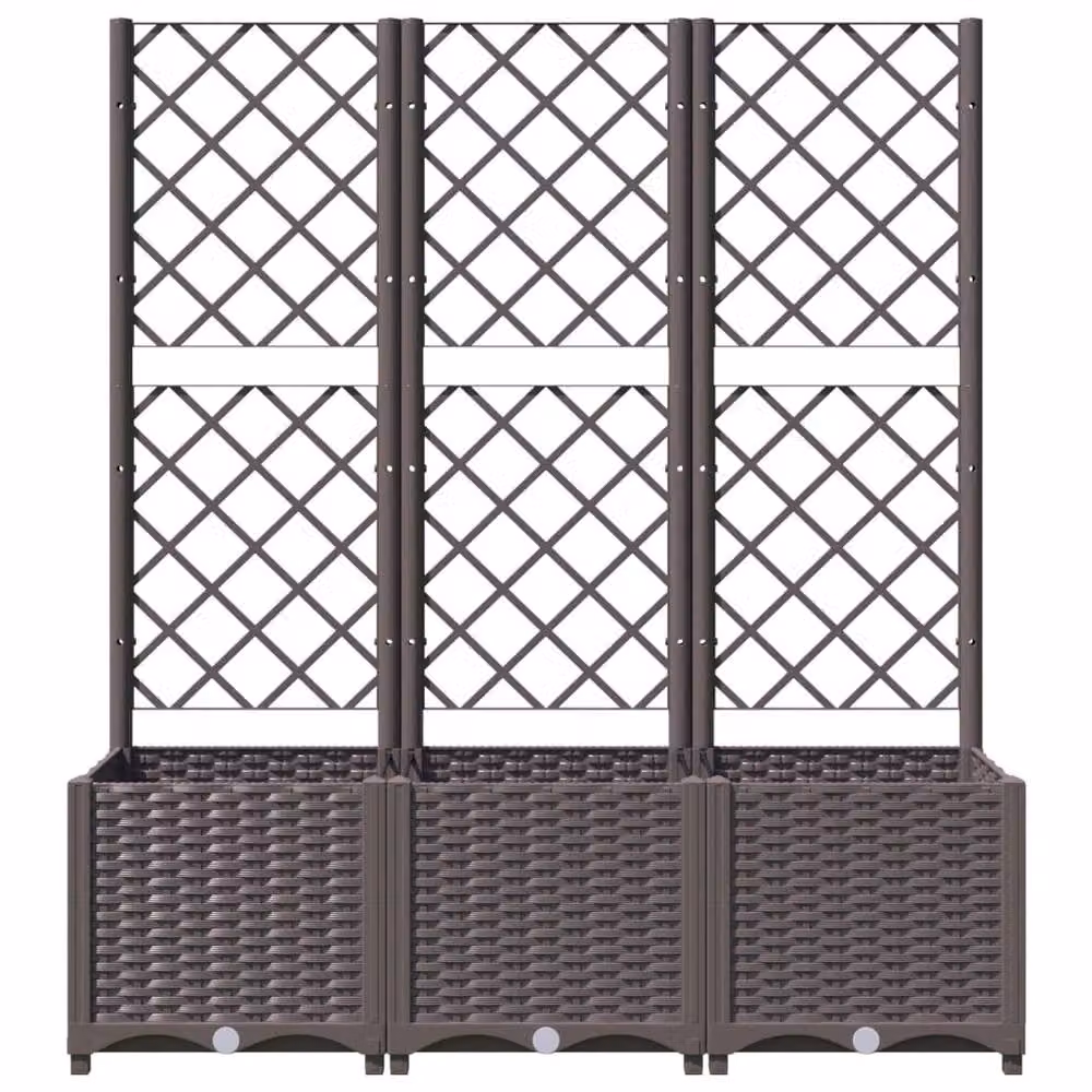 Berkfield Home Garden Planter with Trellis in Brown, W/D/H: 120 x 40 x 136 cm – 4