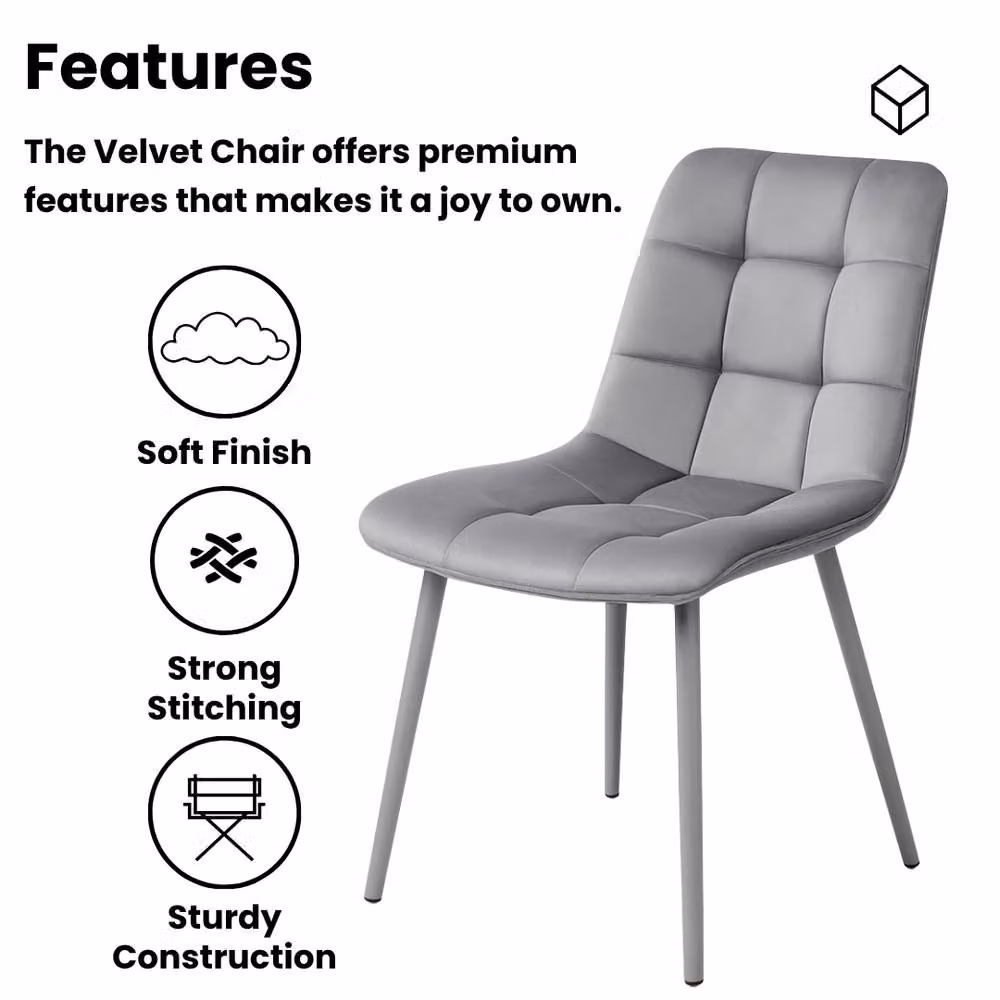 KOSY KOALA Modern Rectangular Glass Dining Table and 6 Grey Upholstered Chairs Set – 2
