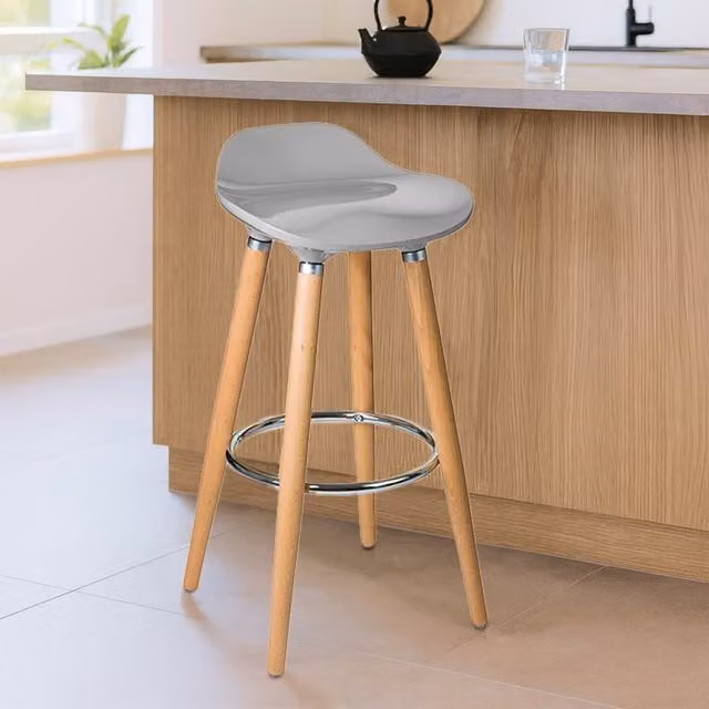 Orsina Stockholm Taupe and Beech Wood Bar Stool