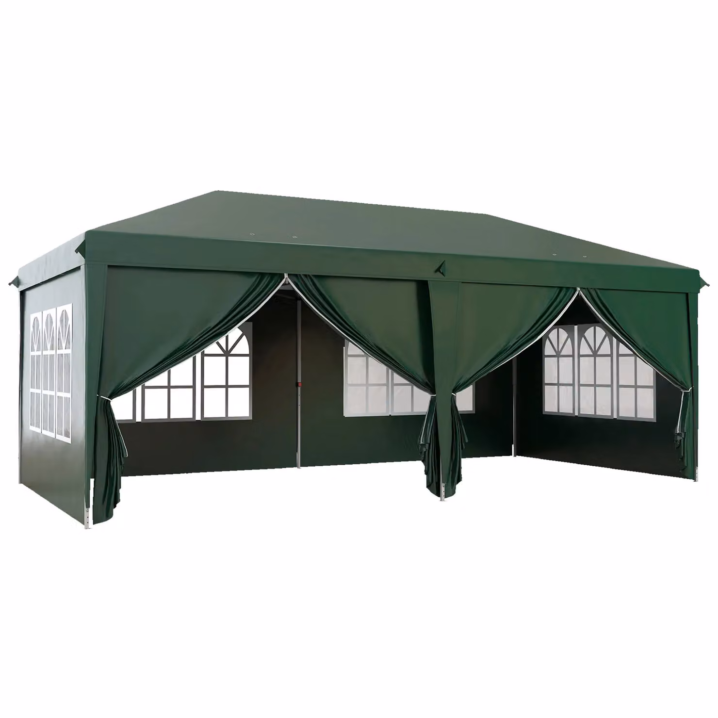 OUTSUNNY Pop Up Gazebo with Sides and Windows, Dark Green, W: 6 m, D: 3 m, H: 2.7 m – 2