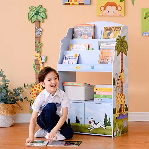 Fantasy Fields Sunny Safari Kids 3-Tier Wooden Bookcase and Storage Unit, Multicolour – 2