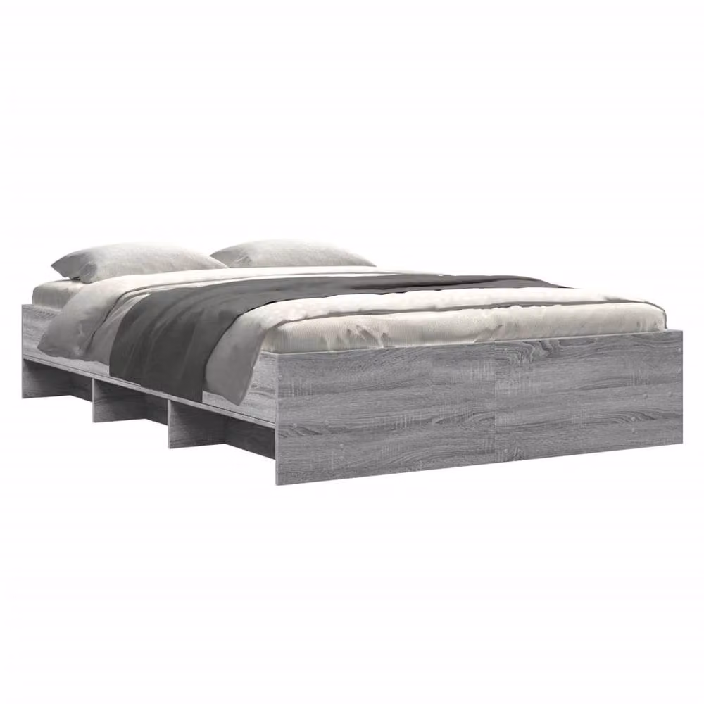 Berkfield Home Small Double Bed Frame in Grey Sonoma, Engineered Wood, W/D/H: 120 x 200 cm – 3