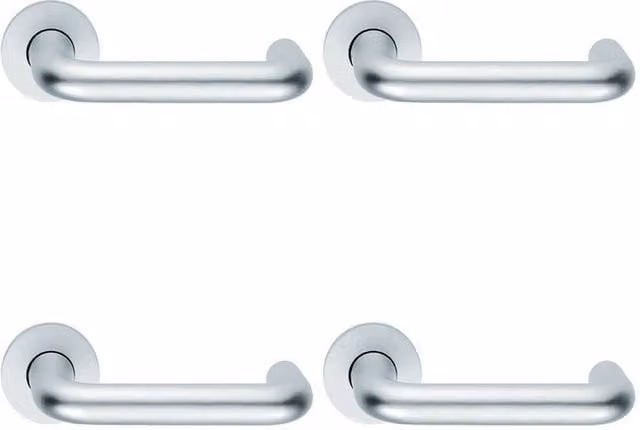 Loops 4 Pair 19mm Round Bar Safety Lever on Round Rose DDA Compliant Satin Aluminium Silver