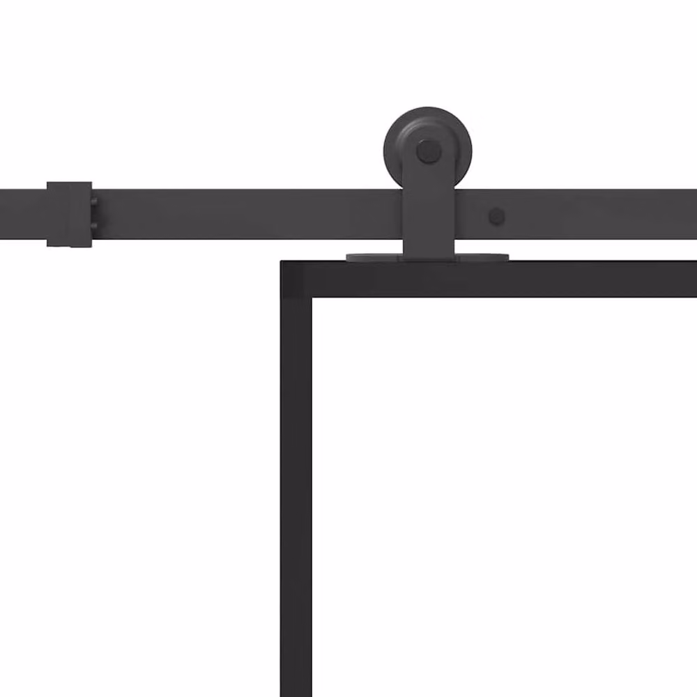 Berkfield Home Sliding Door with Hardware Set, Black Aluminium and Transparent ESG Glass, W: 90 cm, H: 205 cm – 3