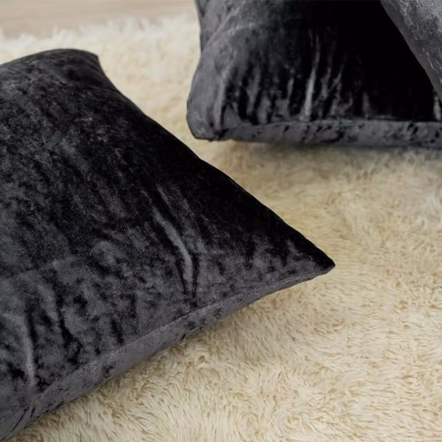 Sienna Home Collection Luxury Crushed Velvet Cushion Covers, Grey, Pack of 2