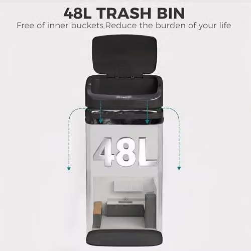 HOMCOM 48L Automatic Sensor Bin in Black – 4