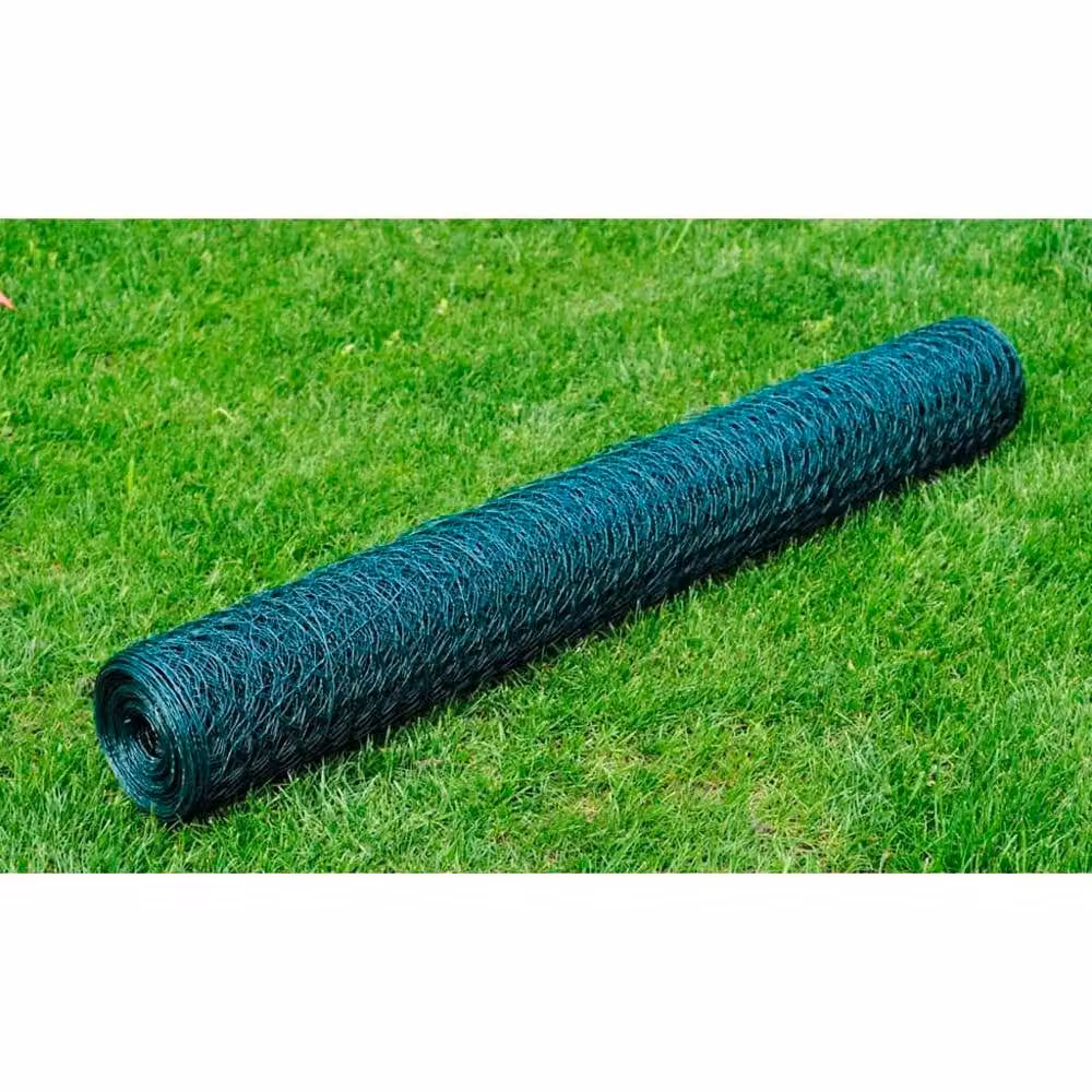 Berkfield Home Galvanised Steel Hexagon Mesh Fence, Dark Green, 1 x 25 m – 3