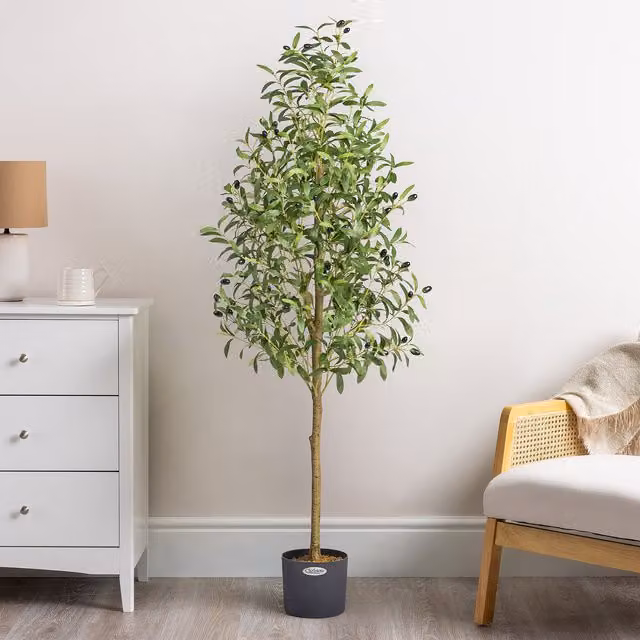 Christow Mediterranean Organic Artificial Tree in Pot, Green, Grey or Black, Height: 150 cm