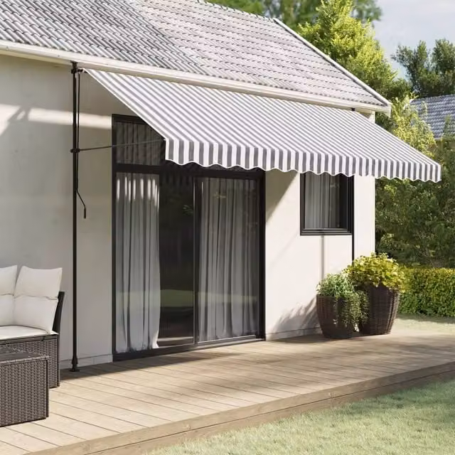 Berkfield Home Replacement Awning Valance Fabric, Anthracite and White Stripe, 4 m