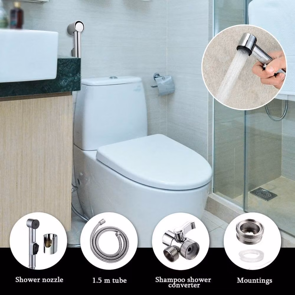 NESTLUNE Handheld Shower Head Spray Tap Attachment Set in Silver and Chrome – 2